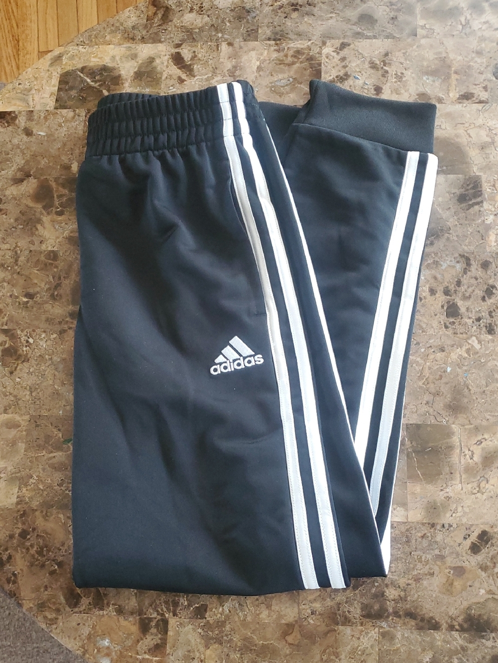adidas Black Joggers with White Three-Stripe Detail